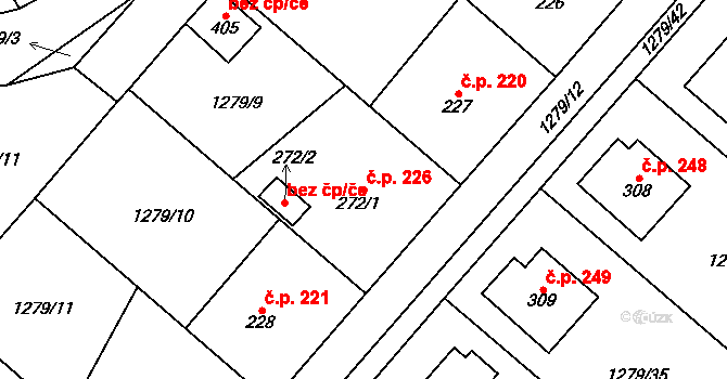 Česká Bělá 226 na parcele st. 272/1 v KÚ Česká Bělá, Katastrální mapa