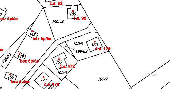 Boňkov 176 na parcele st. 163 v KÚ Boňkov, Katastrální mapa
