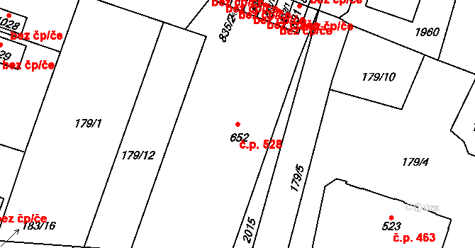 Přibyslav 528 na parcele st. 652 v KÚ Přibyslav, Katastrální mapa