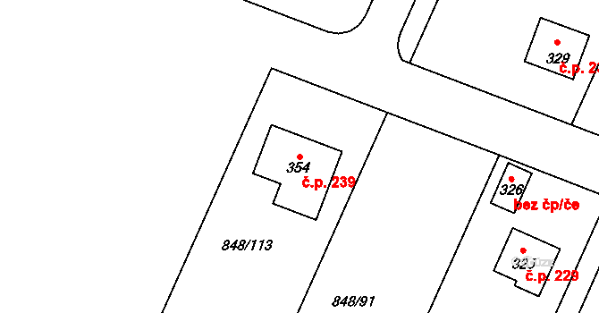 Černuc 239 na parcele st. 354 v KÚ Černuc, Katastrální mapa
