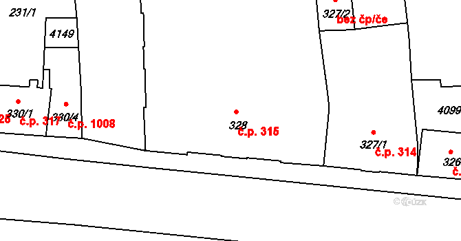 Lipník nad Bečvou I-Město 315, Lipník nad Bečvou na parcele st. 328 v KÚ Lipník nad Bečvou, Katastrální mapa