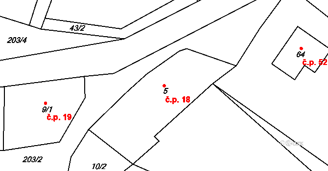 Bojmany 18, Žehušice na parcele st. 5 v KÚ Bojmany, Katastrální mapa