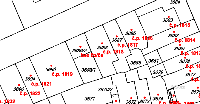 Jihlava 1818 na parcele st. 3688 v KÚ Jihlava, Katastrální mapa