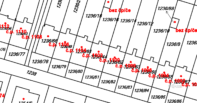 Lyžbice 1100, Třinec na parcele st. 1236/44 v KÚ Lyžbice, Katastrální mapa