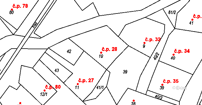 Vysoká Pec 28, Bohutín na parcele st. 10 v KÚ Vysoká Pec u Bohutína, Katastrální mapa
