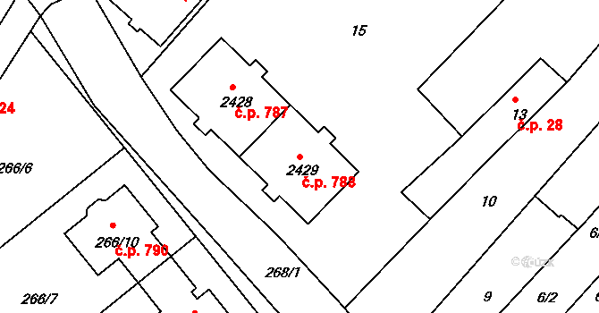 Chropyně 788 na parcele st. 2429 v KÚ Chropyně, Katastrální mapa