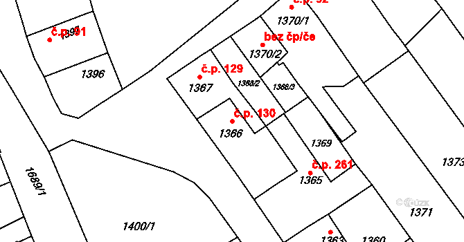 Horka nad Moravou 130 na parcele st. 1366 v KÚ Horka nad Moravou, Katastrální mapa