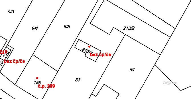 Prácheň 208, Kamenický Šenov na parcele st. 213/1 v KÚ Prácheň, Katastrální mapa