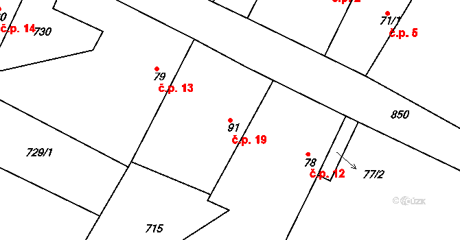 Netolice 19, Markvartice na parcele st. 91 v KÚ Příchvoj, Katastrální mapa