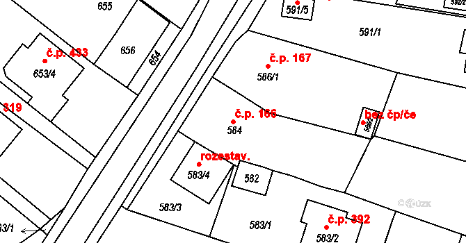 Soběšice 166, Brno na parcele st. 584 v KÚ Soběšice, Katastrální mapa