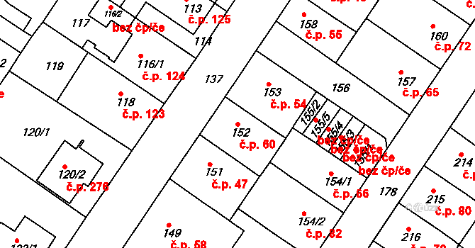 Prosetice 60, Teplice na parcele st. 152 v KÚ Prosetice, Katastrální mapa