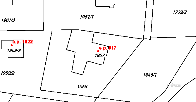 Frýdlant 517, Frýdlant nad Ostravicí na parcele st. 1957 v KÚ Frýdlant nad Ostravicí, Katastrální mapa