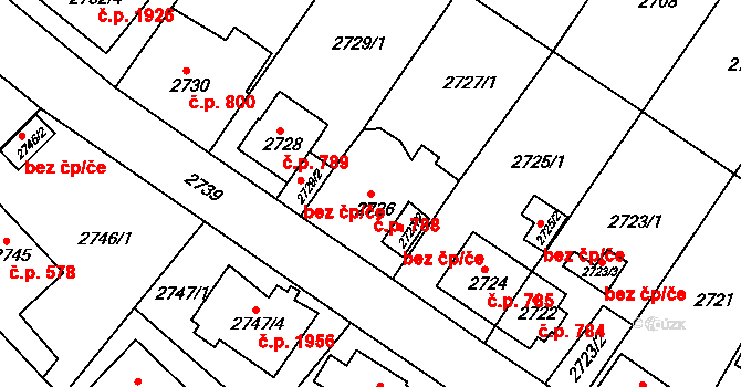 Sokolov 788 na parcele st. 2726 v KÚ Sokolov, Katastrální mapa