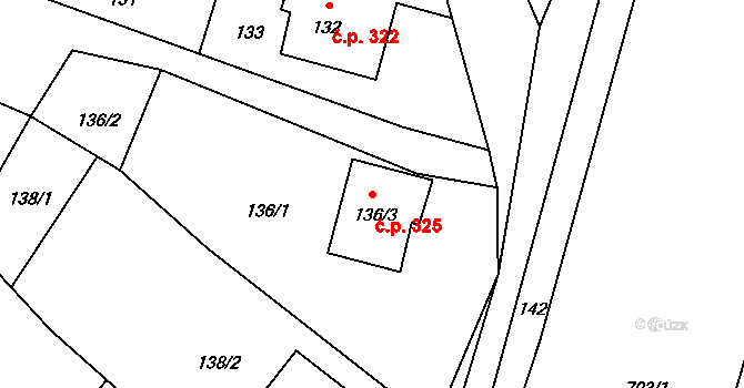 Opatovice 325 na parcele st. 136/3 v KÚ Opatovice u Rajhradu, Katastrální mapa