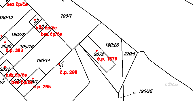Neratovice 1379 na parcele st. 2672 v KÚ Neratovice, Katastrální mapa