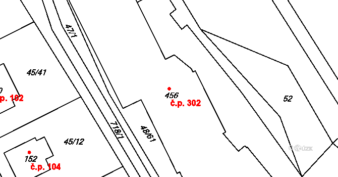 Týn 302, Třebíč na parcele st. 456 v KÚ Týn u Třebíče, Katastrální mapa
