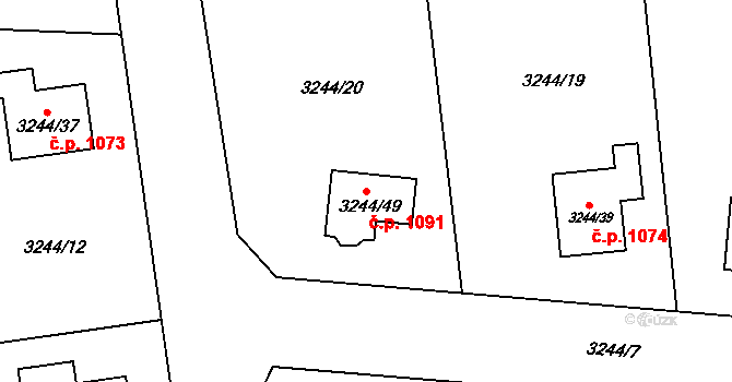 Stonava 1091 na parcele st. 3244/49 v KÚ Stonava, Katastrální mapa