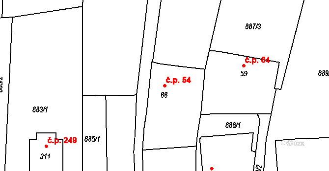 Dražejov 54, Strakonice na parcele st. 66 v KÚ Dražejov u Strakonic, Katastrální mapa