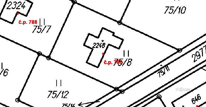 Čeladná 785 na parcele st. 2248 v KÚ Čeladná, Katastrální mapa