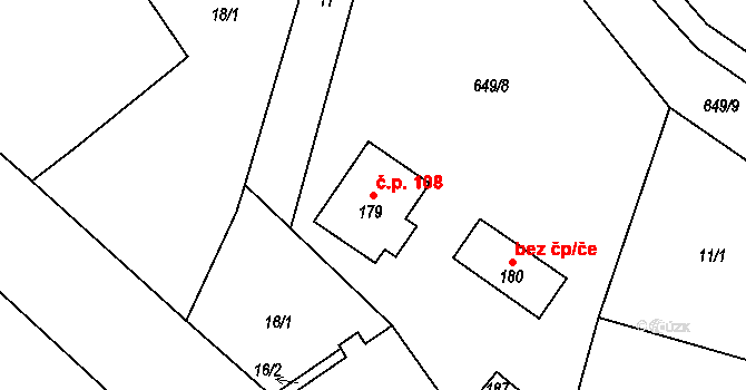 Blešno 108 na parcele st. 179 v KÚ Blešno, Katastrální mapa