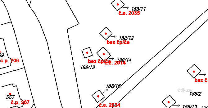 Sobědruhy 2014, Teplice na parcele st. 188/14 v KÚ Sobědruhy, Katastrální mapa