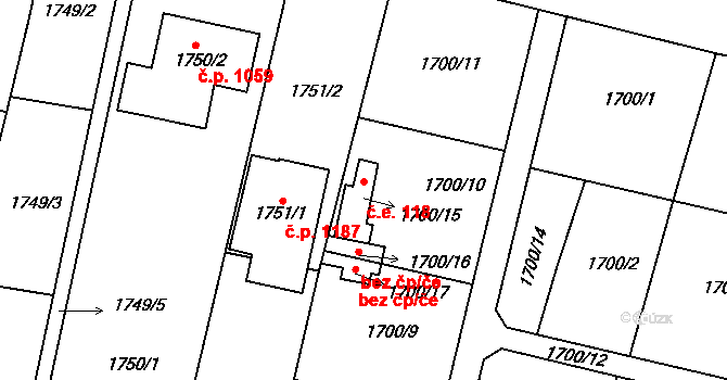 Nýřany 118 na parcele st. 1700/15 v KÚ Nýřany, Katastrální mapa