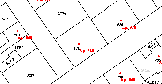 Přívoz 338, Ostrava na parcele st. 1127 v KÚ Přívoz, Katastrální mapa