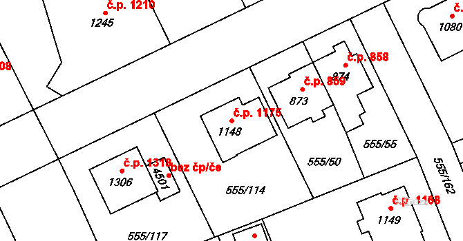 Zábřeh 1175, Ostrava na parcele st. 1148 v KÚ Zábřeh nad Odrou, Katastrální mapa