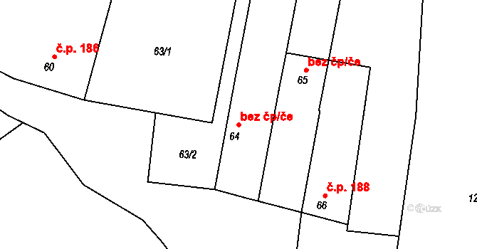 Slup 40977145 na parcele st. 64/1 v KÚ Oleksovičky, Katastrální mapa