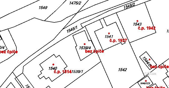 Chomutov 42626145 na parcele st. 1539/4 v KÚ Chomutov I, Katastrální mapa