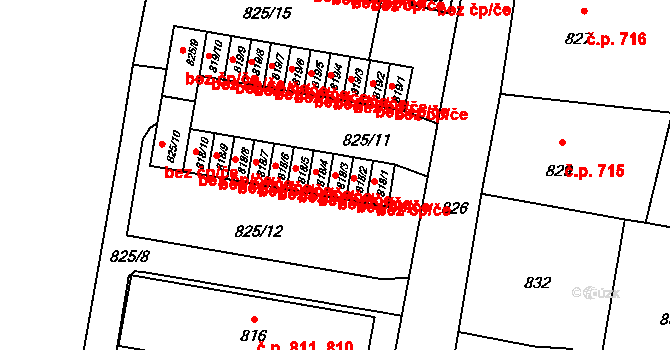 Zubří 42678145 na parcele st. 818/3 v KÚ Zubří, Katastrální mapa