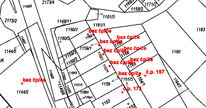 Těšice 114, Mikulčice na parcele st. 1158/1 v KÚ Mikulčice, Katastrální mapa