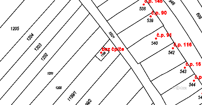 Otnice 45884145 na parcele st. 1198 v KÚ Otnice, Katastrální mapa