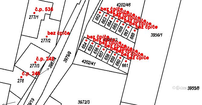 Lenešice 46248145 na parcele st. 657 v KÚ Lenešice, Katastrální mapa