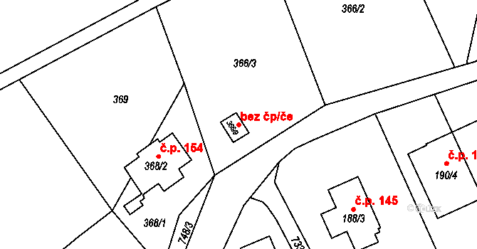 Přední Kopanina 103, Praha na parcele st. 366/9 v KÚ Přední Kopanina, Katastrální mapa