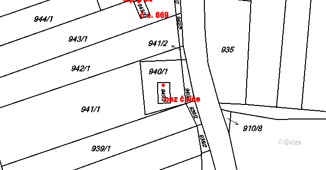 Brno 48094145 na parcele st. 940/3 v KÚ Bohunice, Katastrální mapa