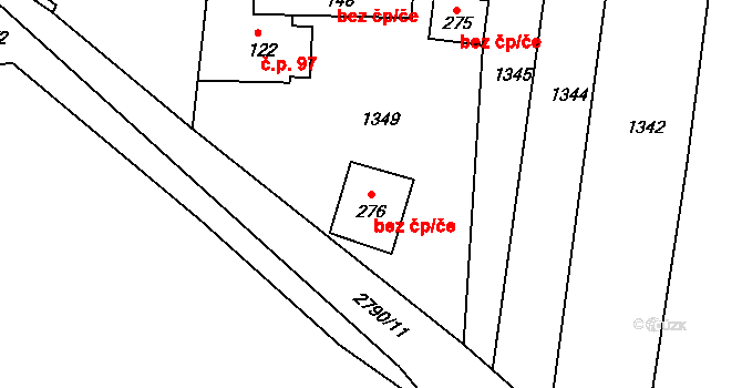 Třeboň 49558145 na parcele st. 276 v KÚ Branná, Katastrální mapa