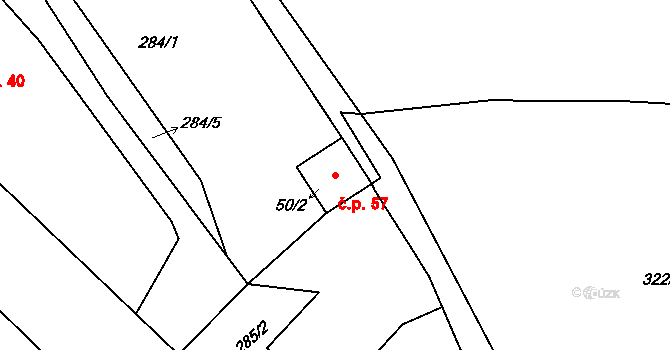 Kucíny 57, Příchovice na parcele st. 50/2 v KÚ Kucíny, Katastrální mapa