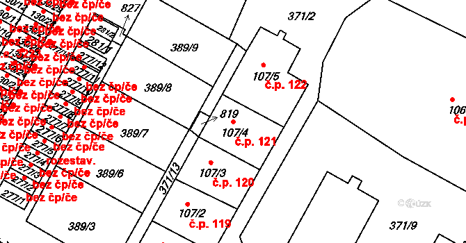 Čepirohy 121, Most na parcele st. 107/4 v KÚ Čepirohy, Katastrální mapa