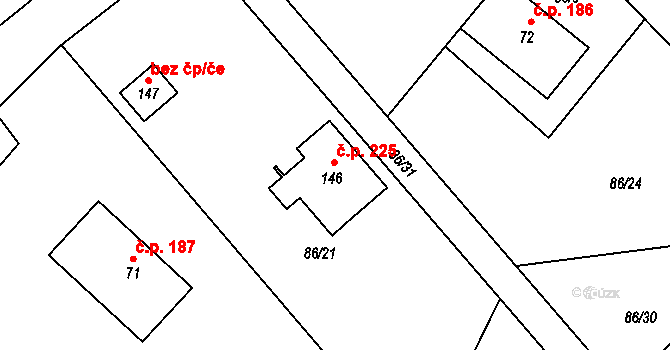 Starobucké Debrné 225, Nemojov na parcele st. 146 v KÚ Starobucké Debrné, Katastrální mapa