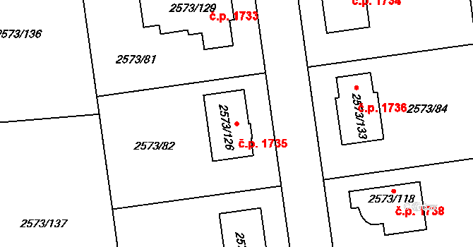 Rychnov nad Kněžnou 1735 na parcele st. 2573/126 v KÚ Rychnov nad Kněžnou, Katastrální mapa