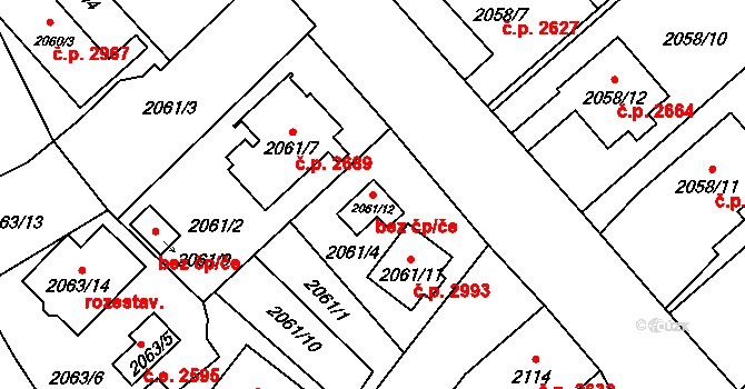 Opava 54377145 na parcele st. 2061/12 v KÚ Opava-Předměstí, Katastrální mapa