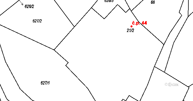 Přílepov 44, Kostelec nad Vltavou na parcele st. 21/2 v KÚ Přílepov, Katastrální mapa