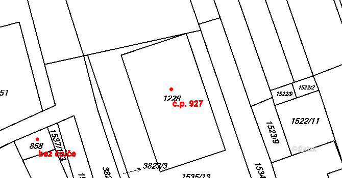 Rakvice 927 na parcele st. 1228 v KÚ Rakvice, Katastrální mapa