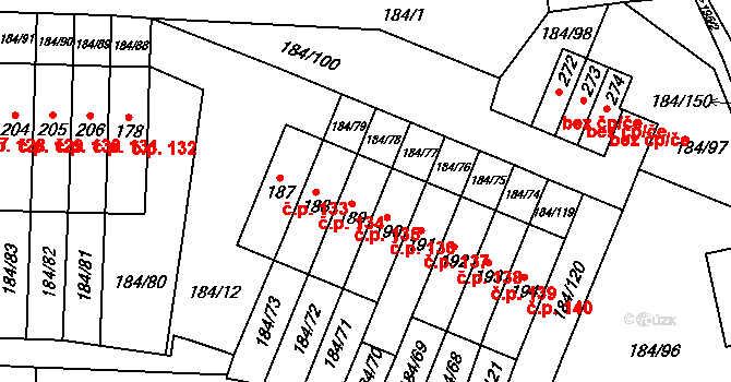 Únětice 135 na parcele st. 189 v KÚ Únětice u Prahy, Katastrální mapa