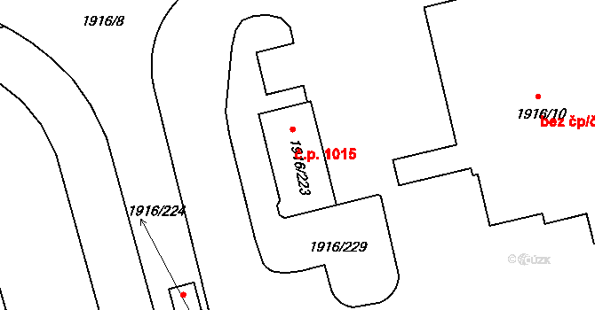Kladno 1015 na parcele st. 1916/223 v KÚ Dubí u Kladna, Katastrální mapa