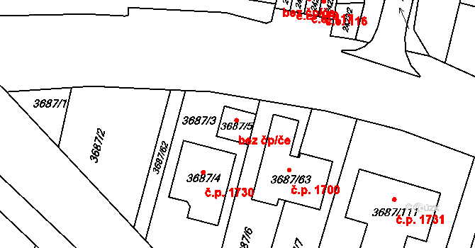 Kunovice 80575145 na parcele st. 3687/5 v KÚ Kunovice u Uherského Hradiště, Katastrální mapa