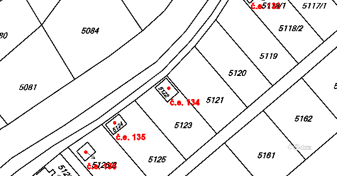 Zábřeh 134 na parcele st. 5122 v KÚ Zábřeh na Moravě, Katastrální mapa