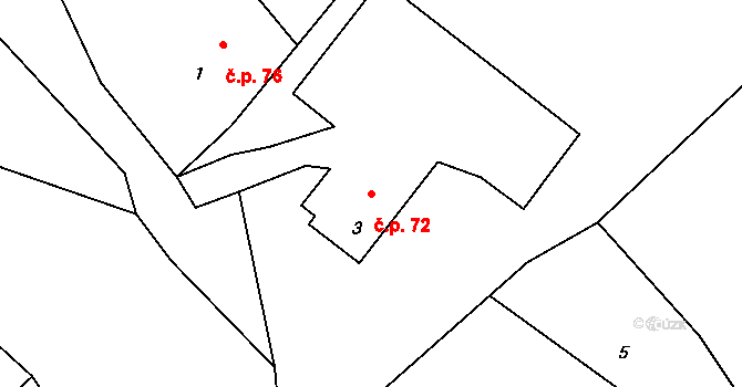 Stachovice 72, Fulnek na parcele st. 3 v KÚ Stachovice, Katastrální mapa