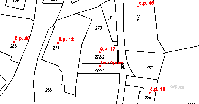 Vlčnov 17, Starý Jičín na parcele st. 272/2 v KÚ Vlčnov u Starého Jičína, Katastrální mapa